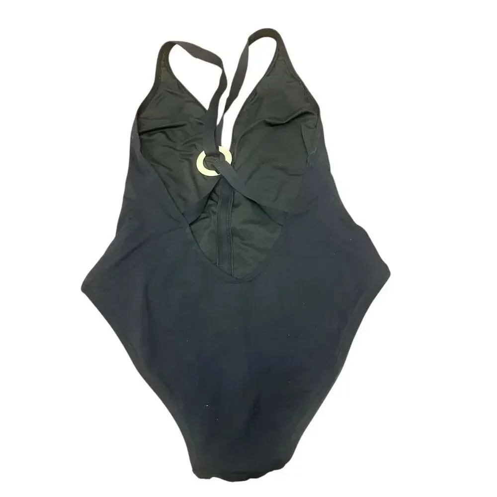 Proenza Schouler Womens Deep V Neck Maillot One Piece Swimsuit Black Size L/G
